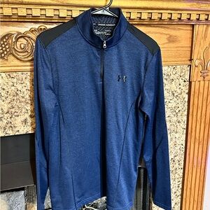 Under Armour Blue and Black Quarter-Zip Performance Top. Women large